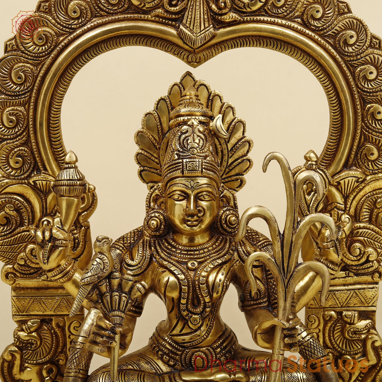 Brass Lakshmi seated in Frame, Fine Golden Finish, 18"