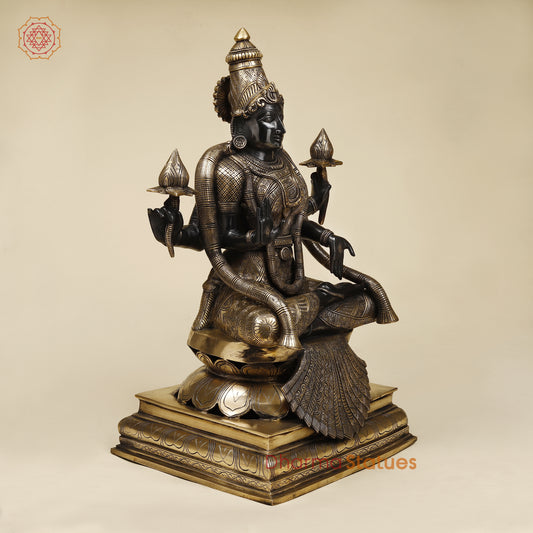 Brass Lakshmi seated, Black Patina & Golden Finish, 26"