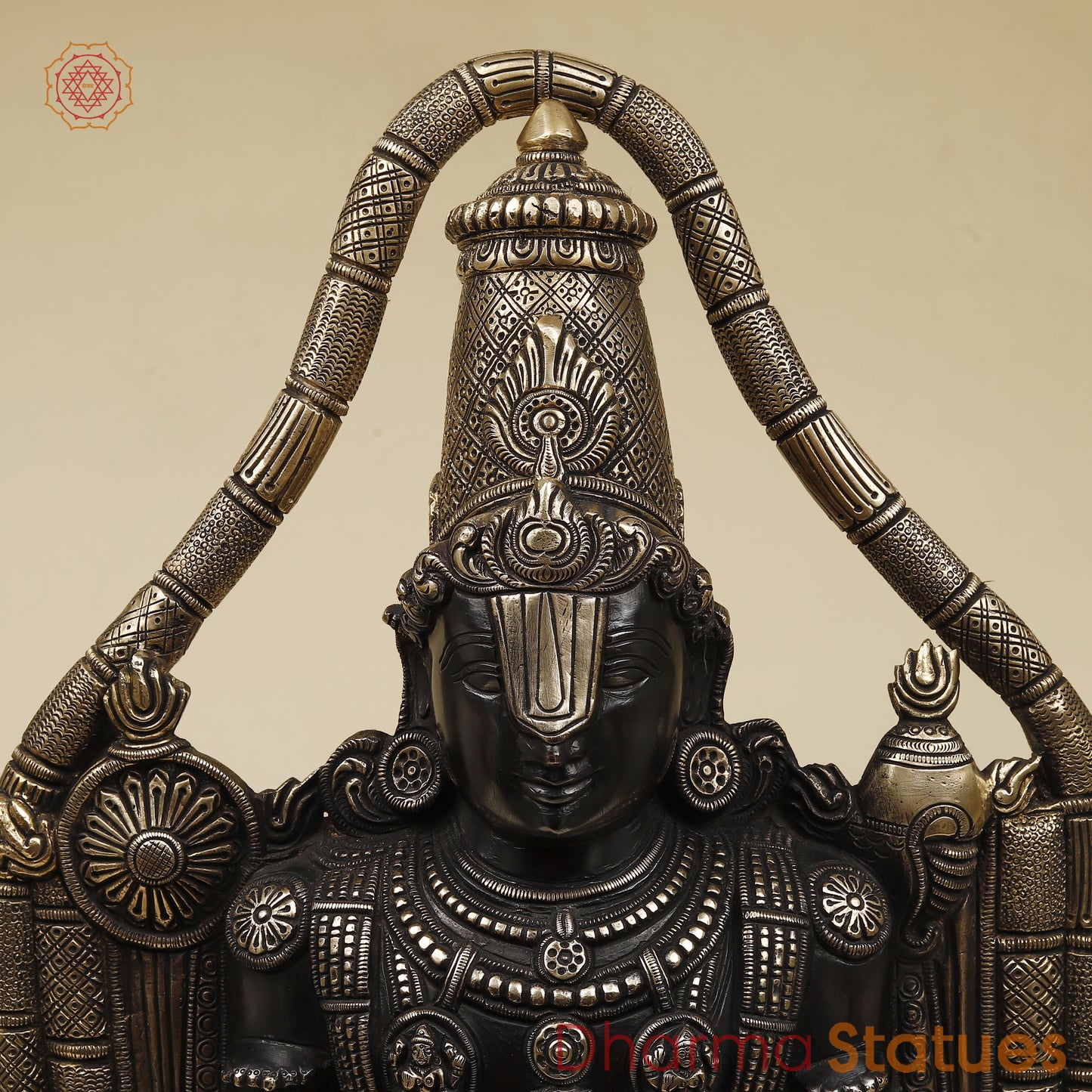 Brass Tirupati Balaji with Frame, Fine Golden Finish, 30"