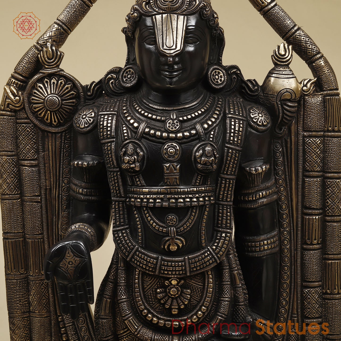 Brass Tirupati Balaji with Frame, Fine Golden Finish, 30"
