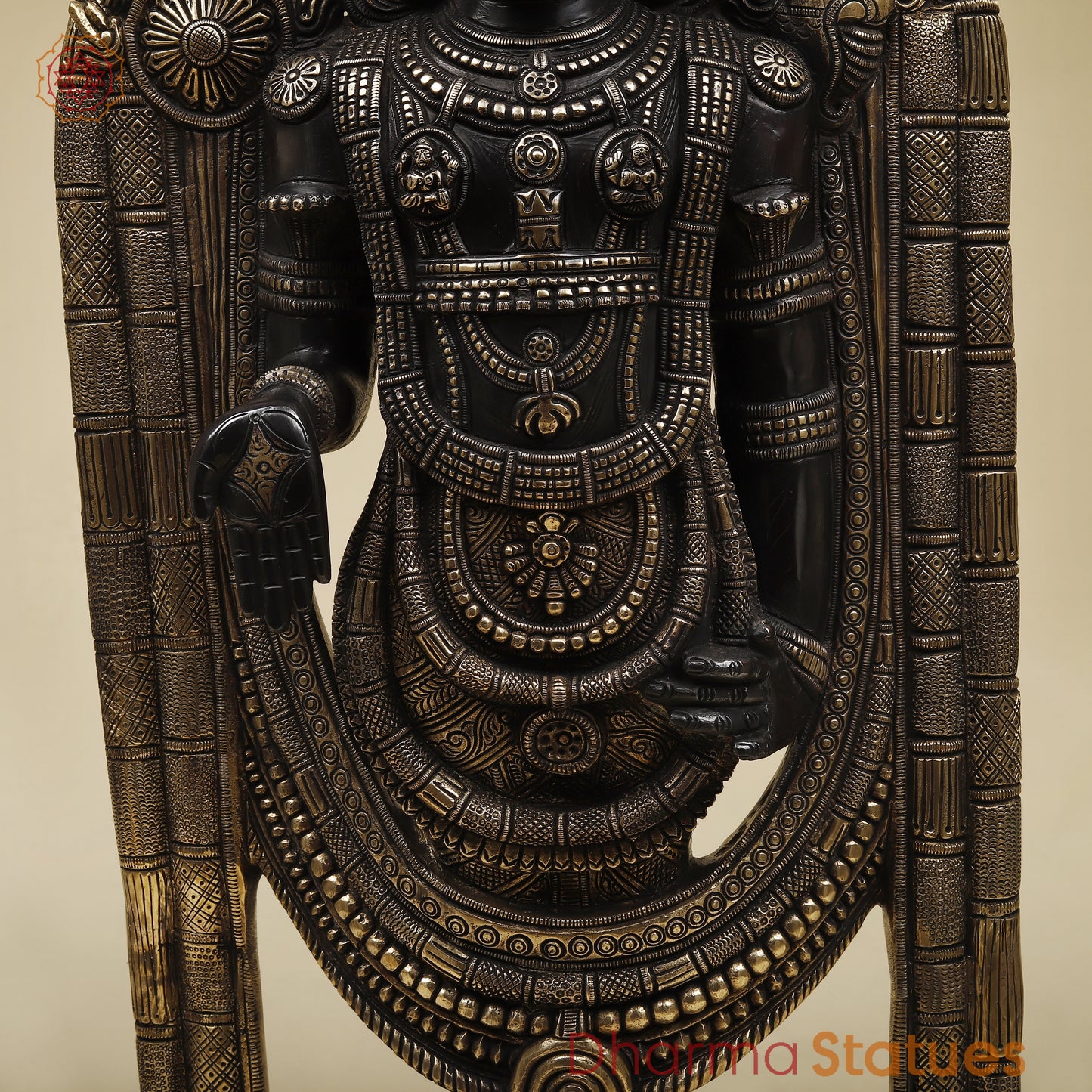Brass Tirupati Balaji with Frame, Fine Golden Finish, 30"