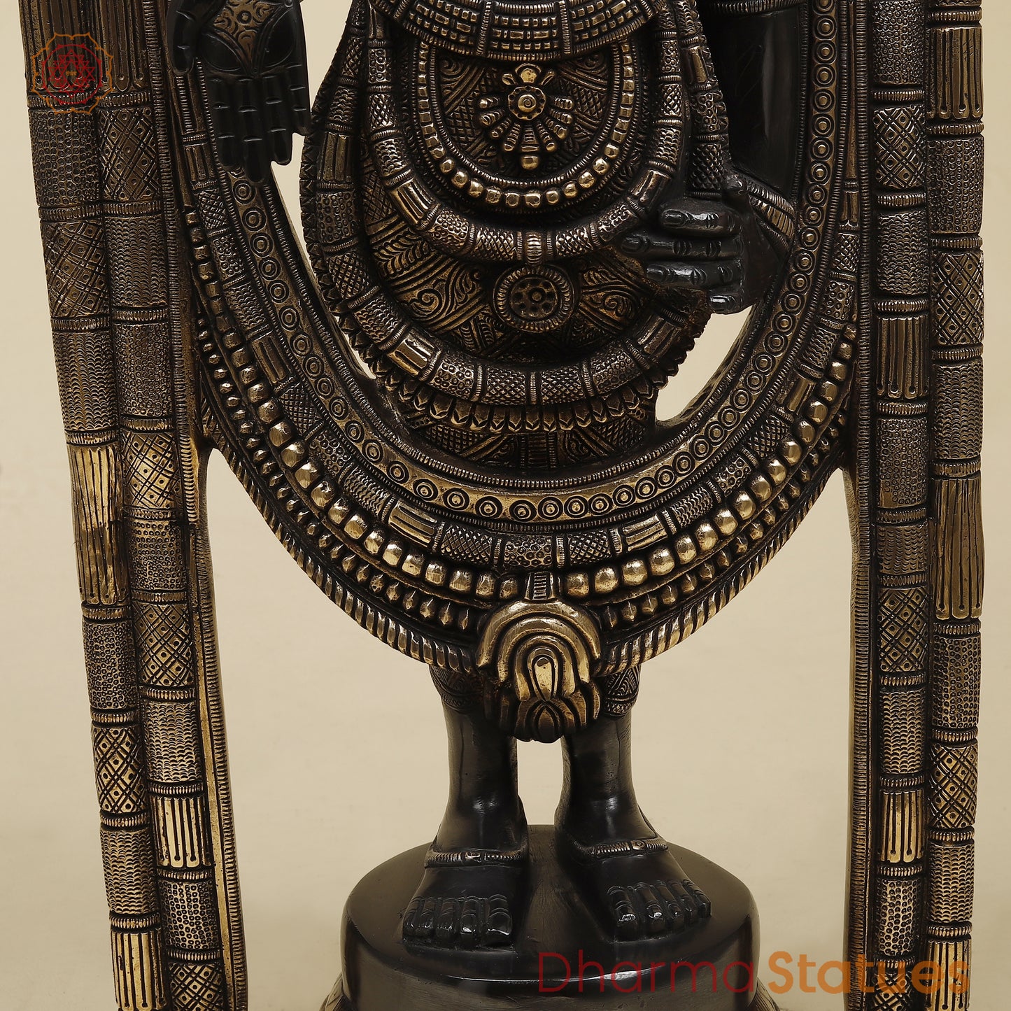 Brass Tirupati Balaji with Frame, Fine Golden Finish, 30"