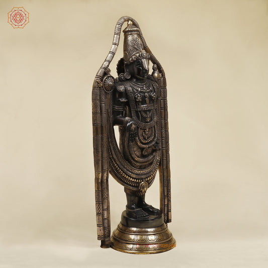 Brass Tirupati Balaji with Frame, Fine Golden Finish, 30"