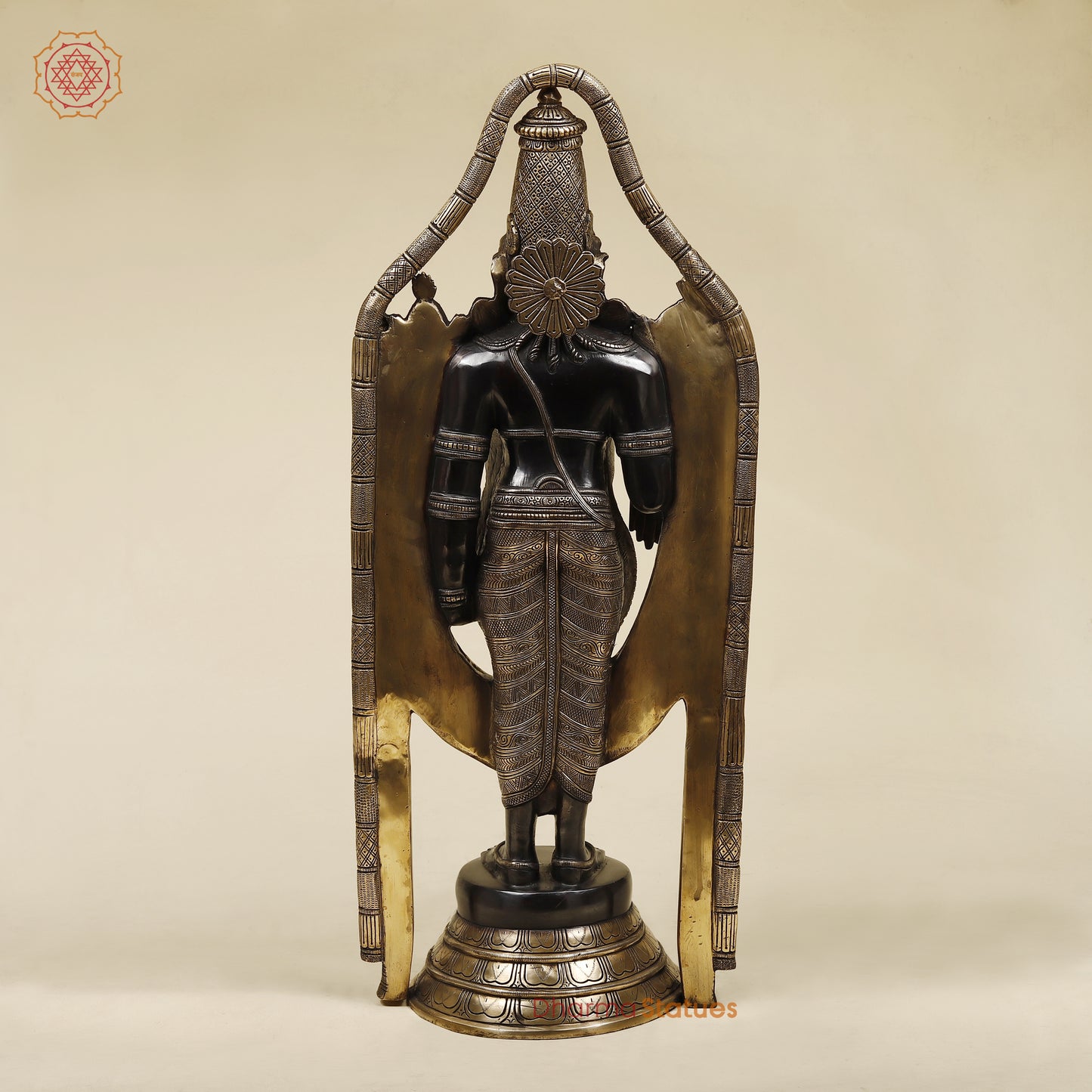 Brass Tirupati Balaji with Frame, Fine Golden Finish, 30"