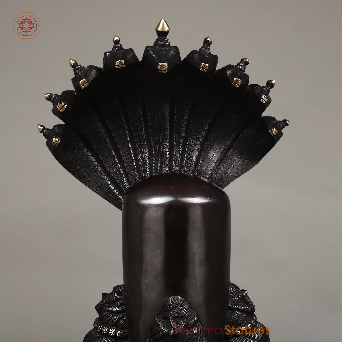 Brass Pashupatinath Lingam, Black Patina & Smooth Finish, 26"