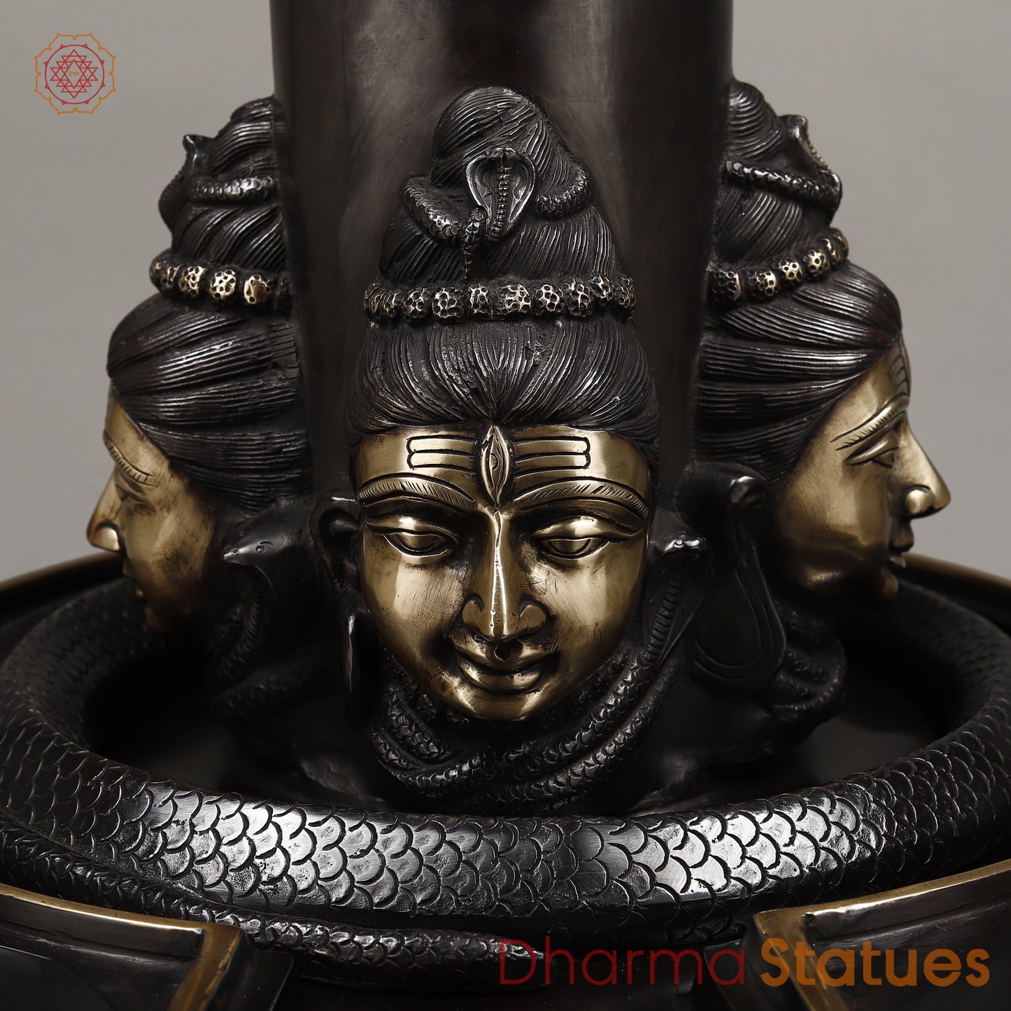 Brass Pashupatinath Lingam, Black Patina & Smooth Finish, 26"