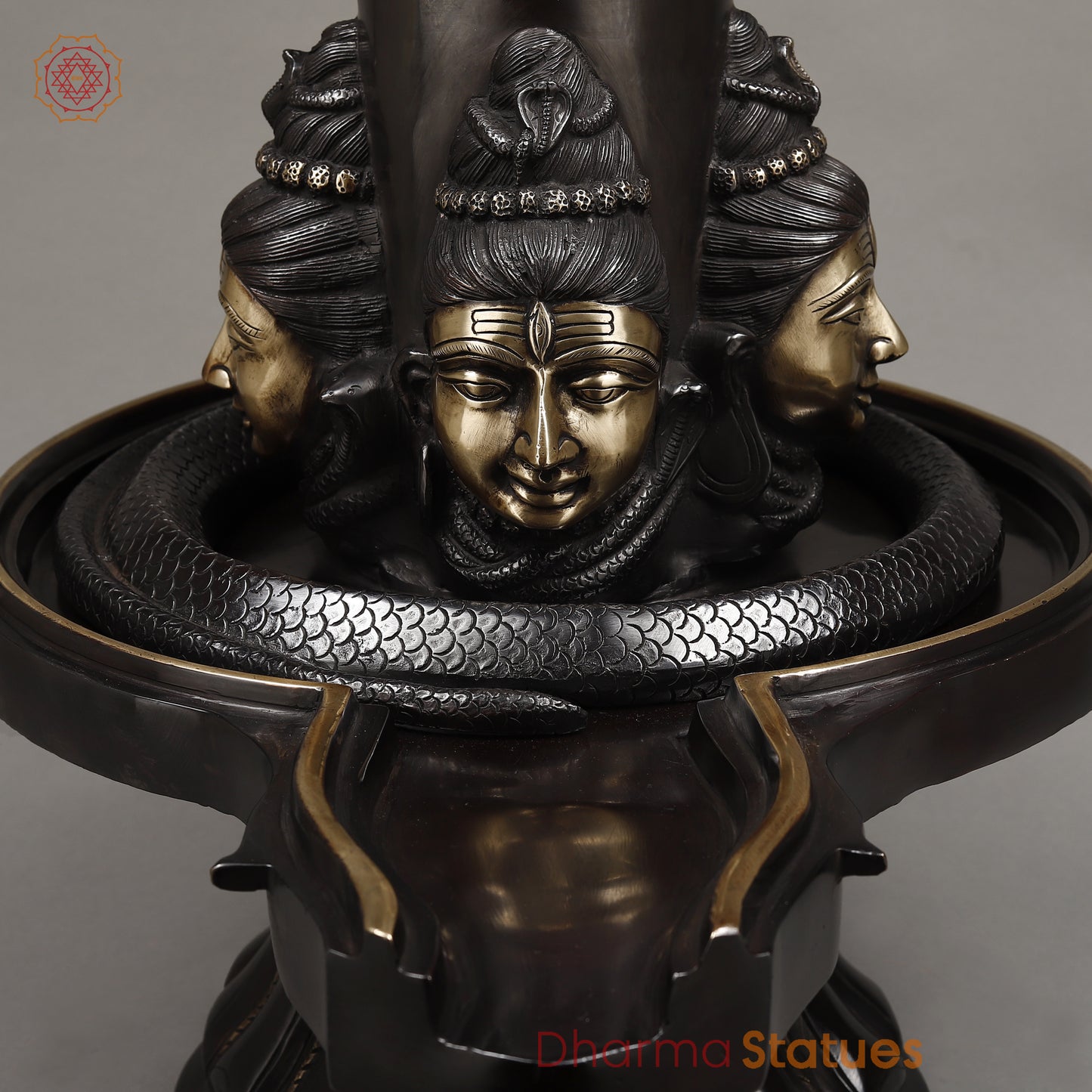 Brass Pashupatinath Lingam, Black Patina & Smooth Finish, 26"