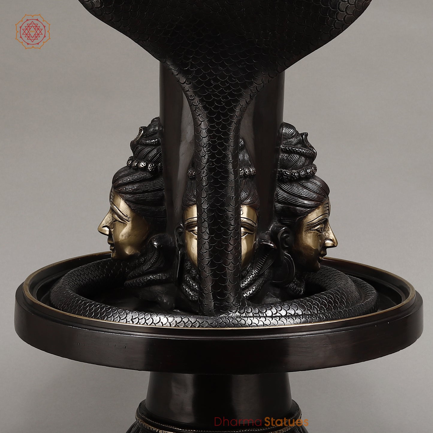 Brass Pashupatinath Lingam, Black Patina & Smooth Finish, 26"
