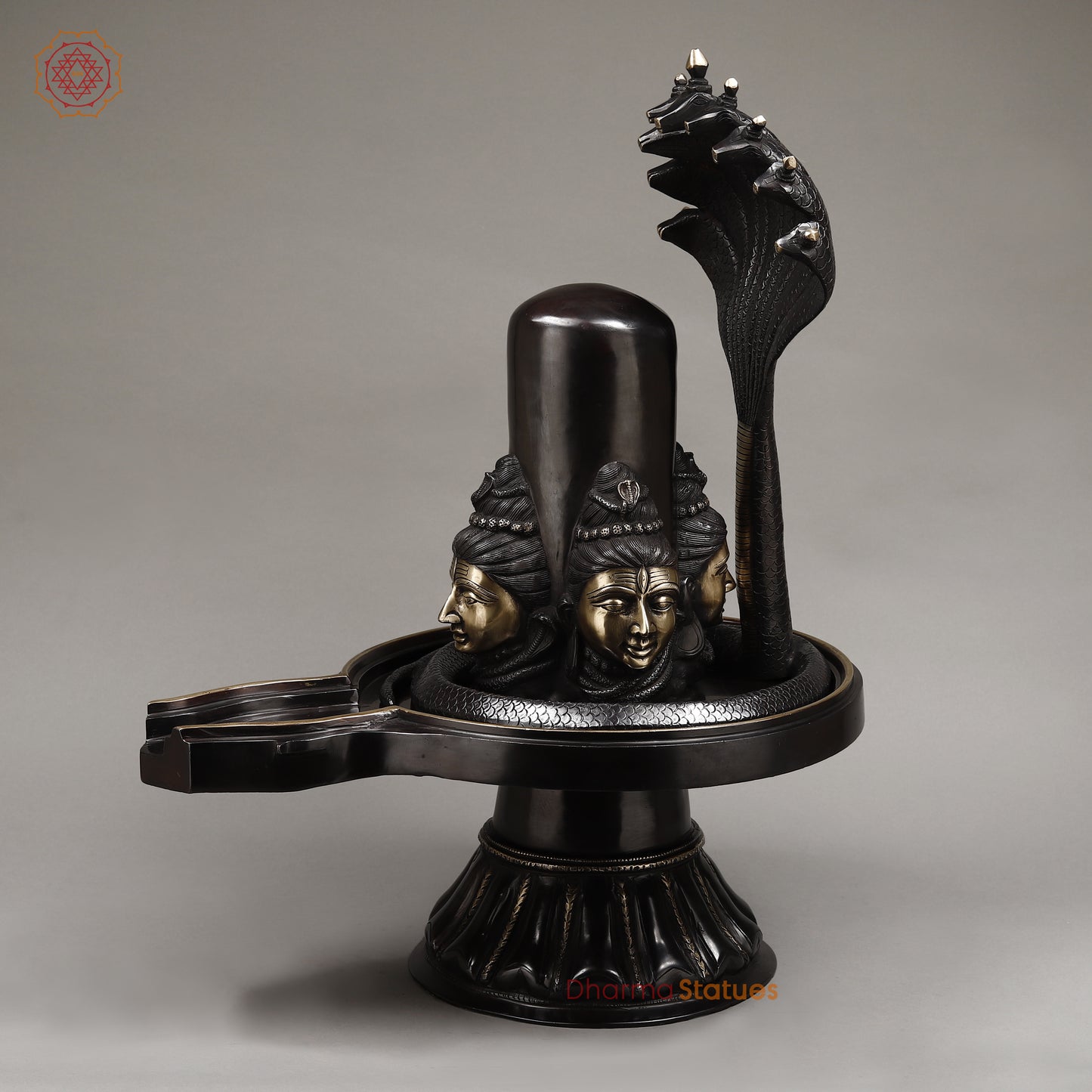Brass Pashupatinath Lingam, Black Patina & Smooth Finish, 26"