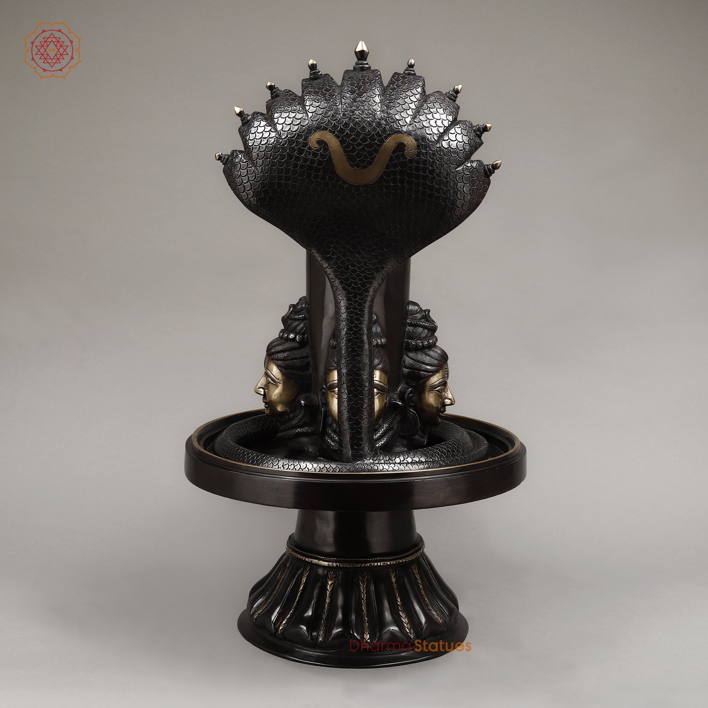 Brass Pashupatinath Lingam, Black Patina & Smooth Finish, 26"