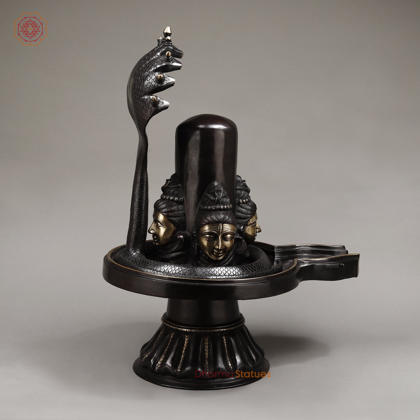 Brass Pashupatinath Lingam, Black Patina & Smooth Finish, 26"