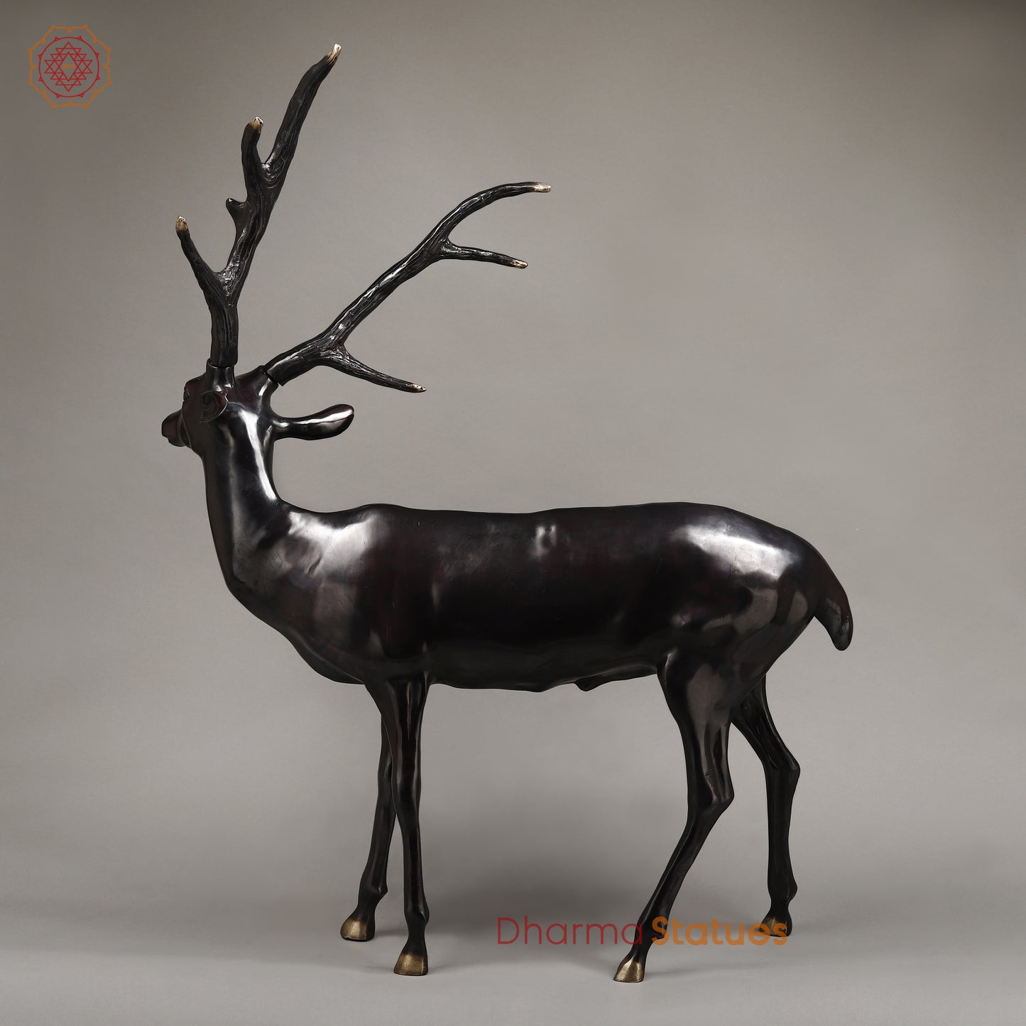 Brass Deer, Black Patina with Golden Finish, 35.5"