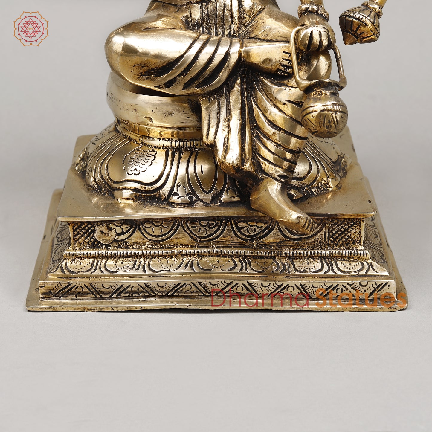 Brass Dattatreya seated, Golden Finish, 12"