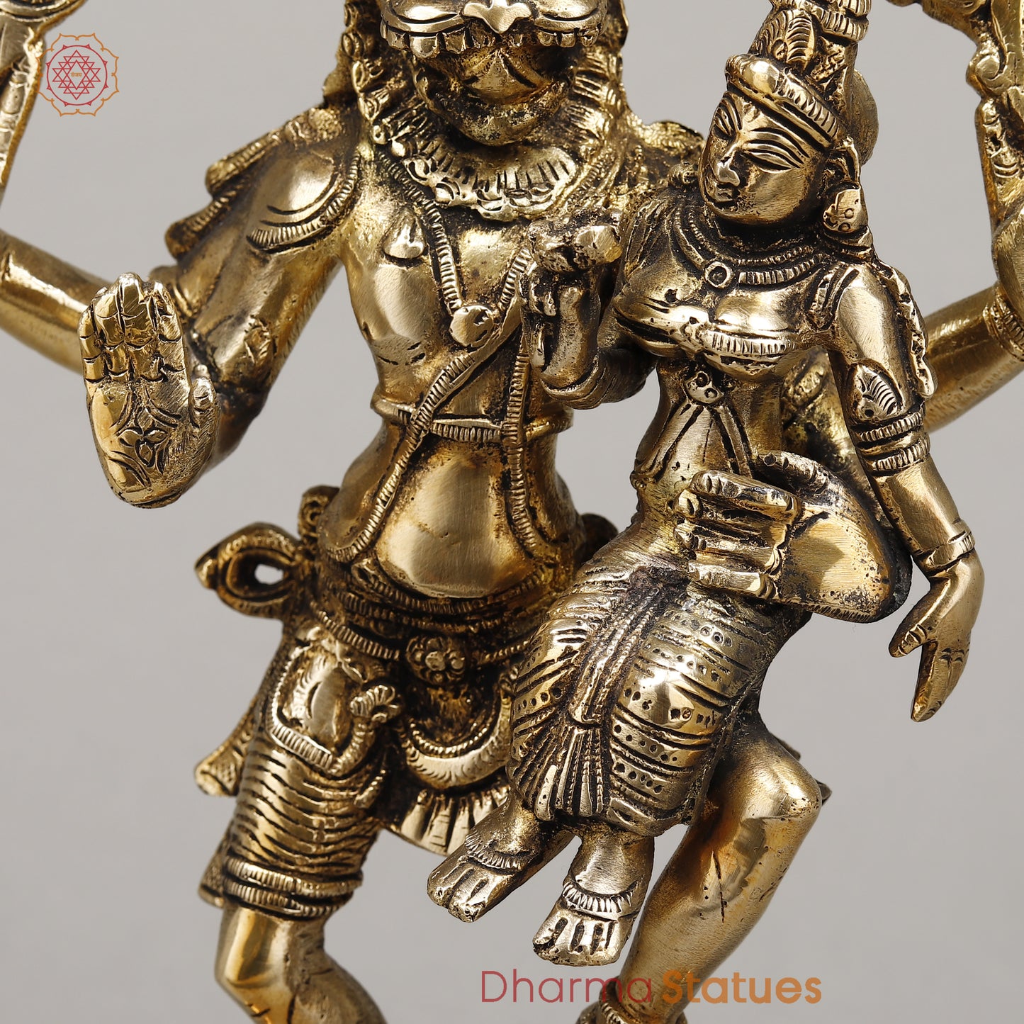 Brass Narasimha With Lakshmi, Crushed The Snake, Golden Finish, 12"