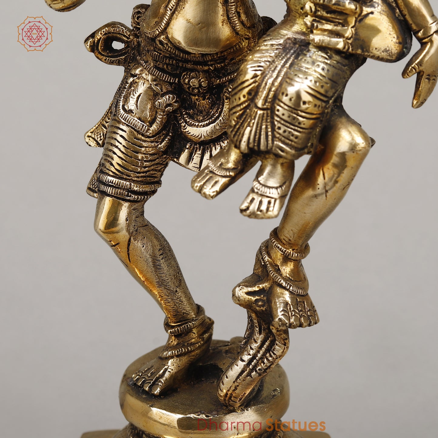 Brass Narasimha With Lakshmi, Crushed The Snake, Golden Finish, 12"