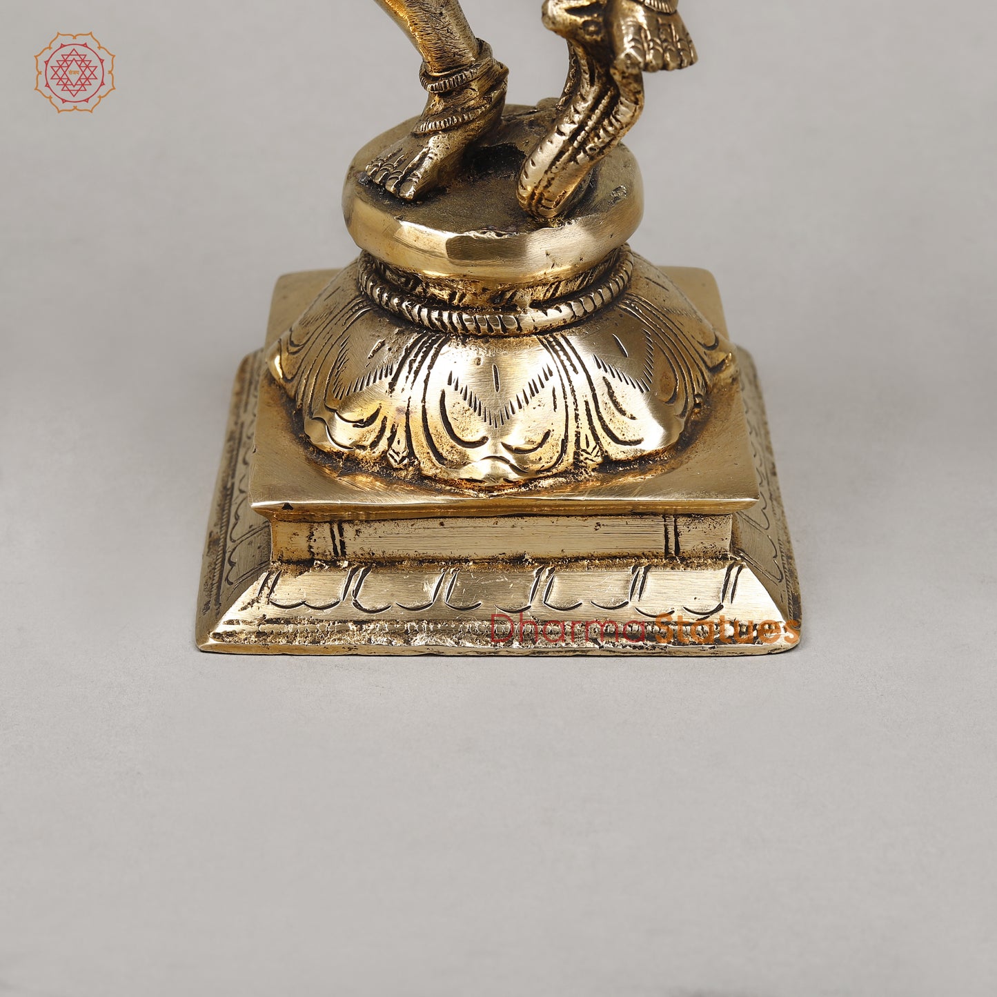 Brass Narasimha With Lakshmi, Crushed The Snake, Golden Finish, 12"