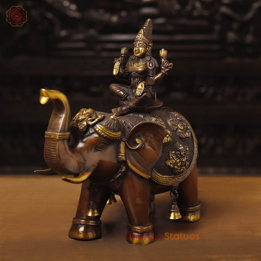 Brass Lakshmi Statue, Ashtalakshmi Ensemble, Bronze and Golden Finish 15"