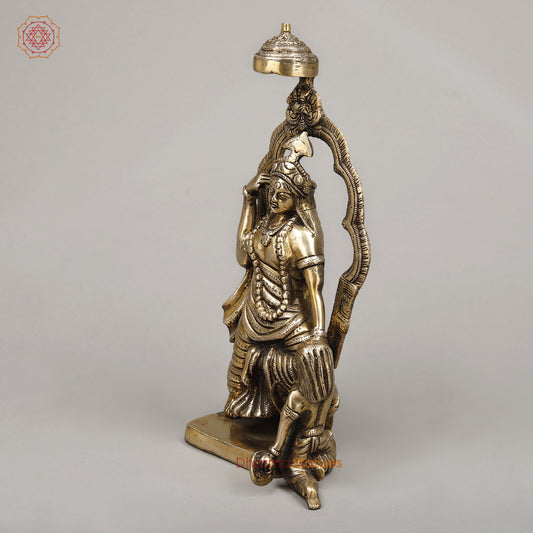 Brass Bagalamukhi Devi, Fine Golden Finish, 13.5"