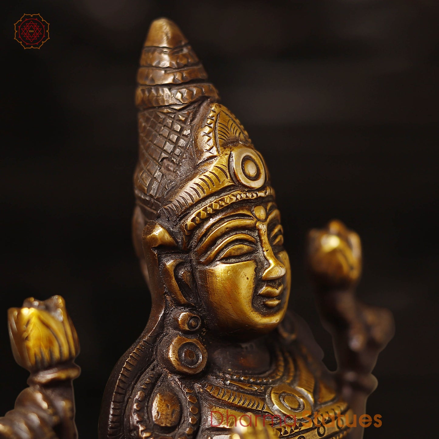 Brass Lakshmi Statue, Ashtalakshmi Ensemble, Bronze and Golden Finish 15"