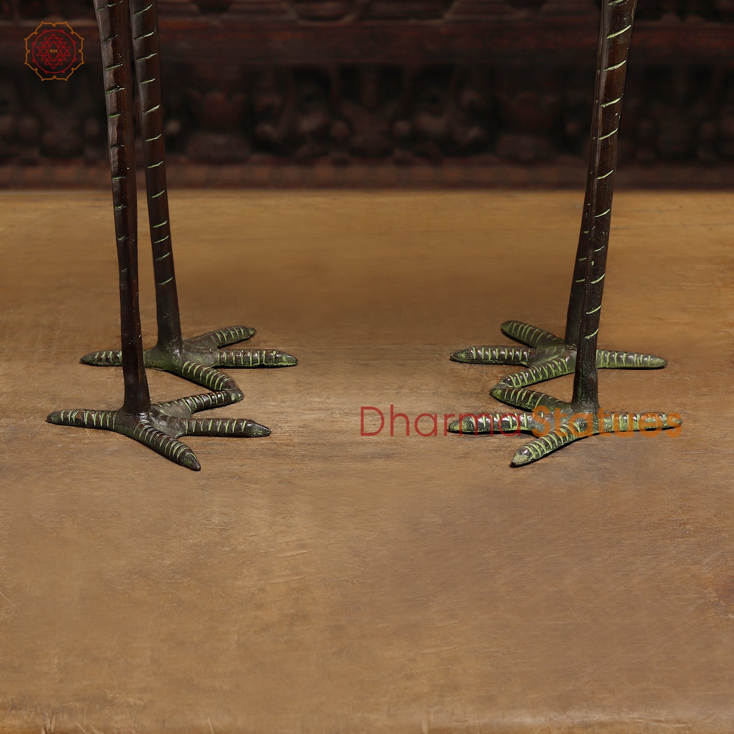 Brass Pair of Crane Bird, Green & Copper Finish, 39"
