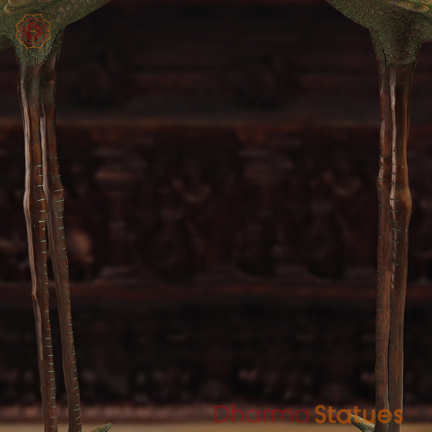 Brass Pair of Crane Bird, Green & Copper Finish, 58"