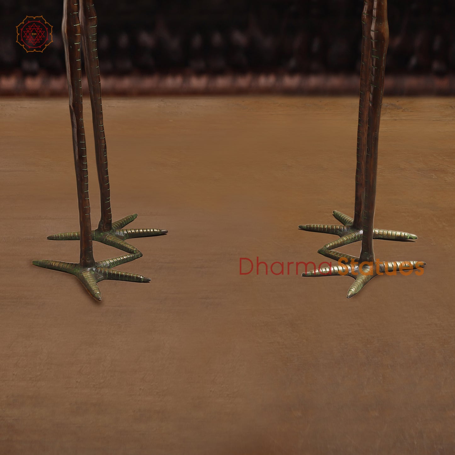 Brass Pair of Crane Bird, Green & Copper Finish, 58"