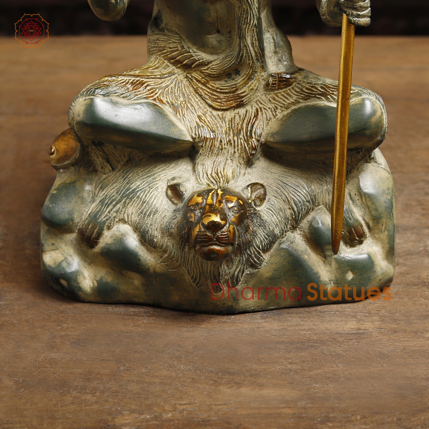 Brass Lord Shiva seated in Blessing Posture, Antique & Golden Finish, 13.5"