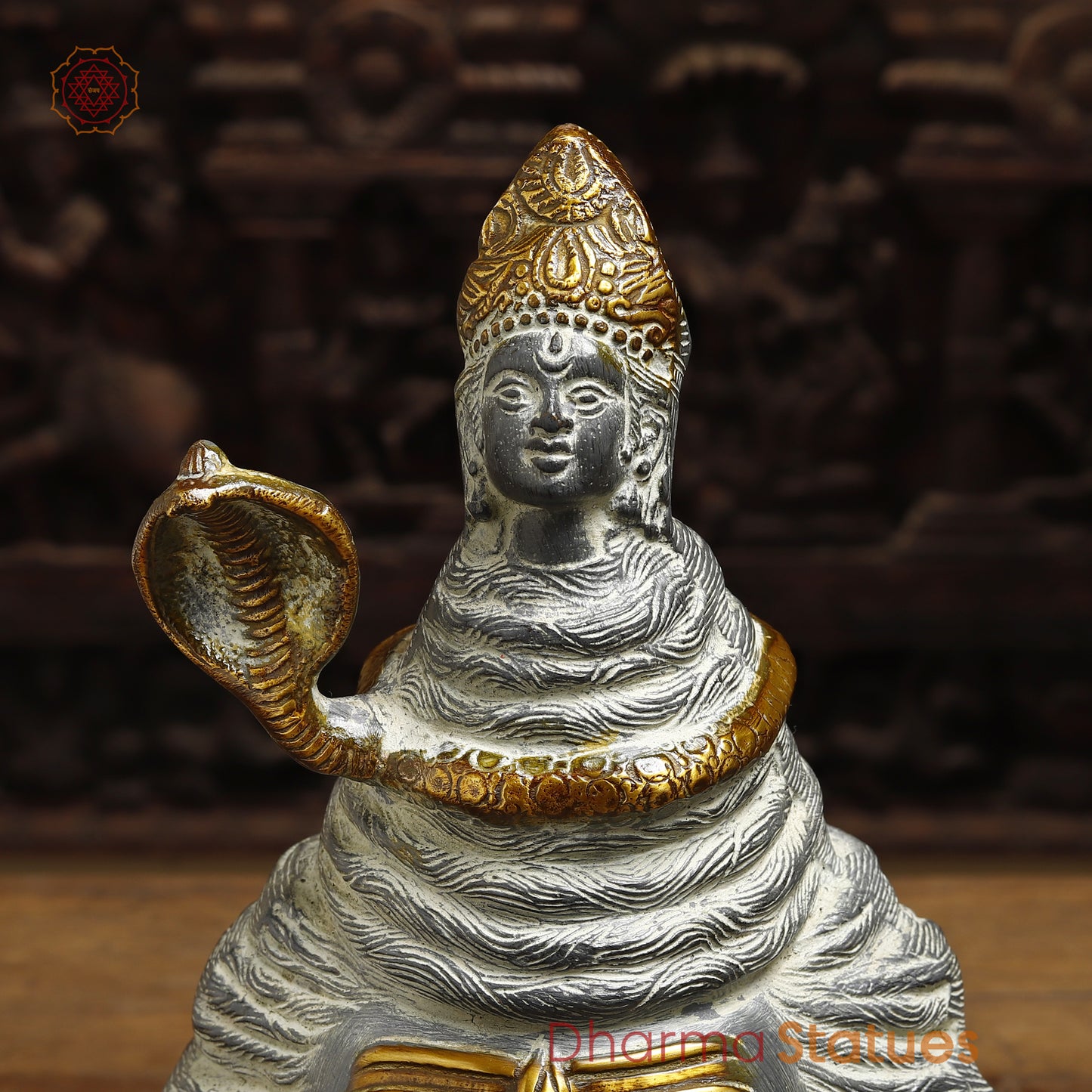 Brass Shiva Head, Grey Color with Golden Finish, 13"