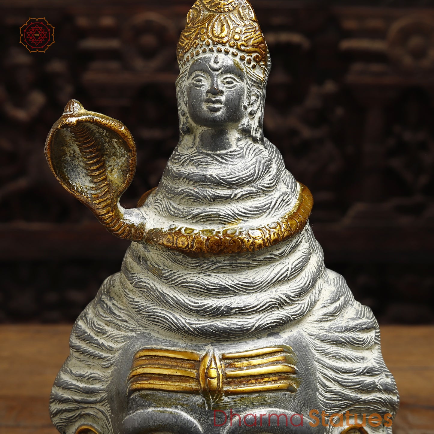 Brass Shiva Head, Grey Color with Golden Finish, 13"