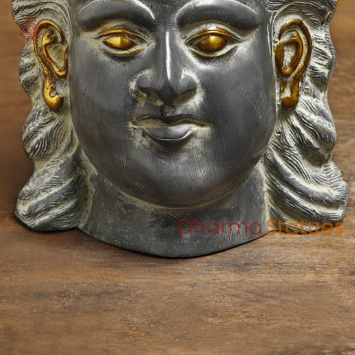 Brass Shiva Head, Grey Color with Golden Finish, 13"