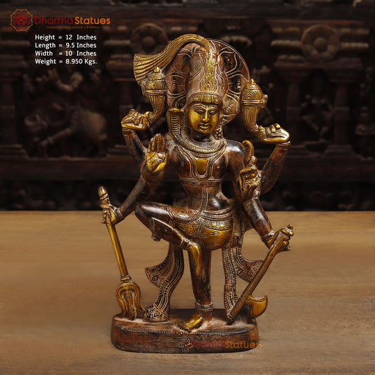 Brass Dancing Shiva, Golden Finish, 12"