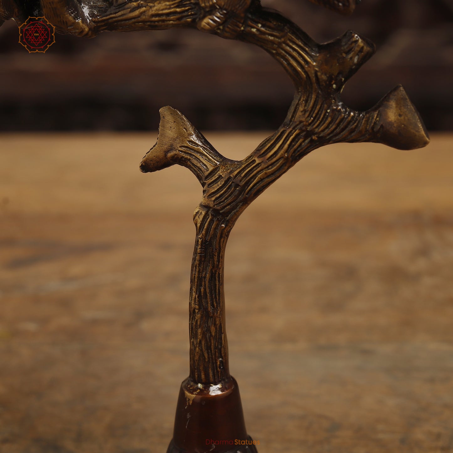 Brass Love Bird on Tree Branches, Copper & Golden Finish, 9.5"