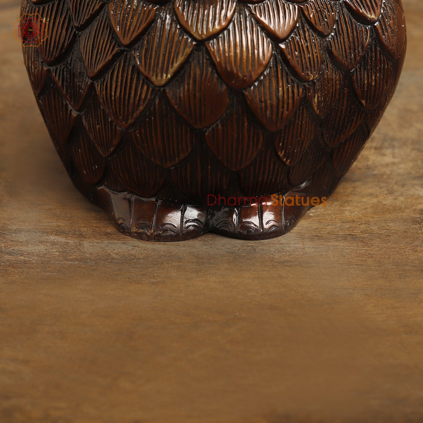 Brass Owl Statue, Copper with Golden Finish, 7.5"