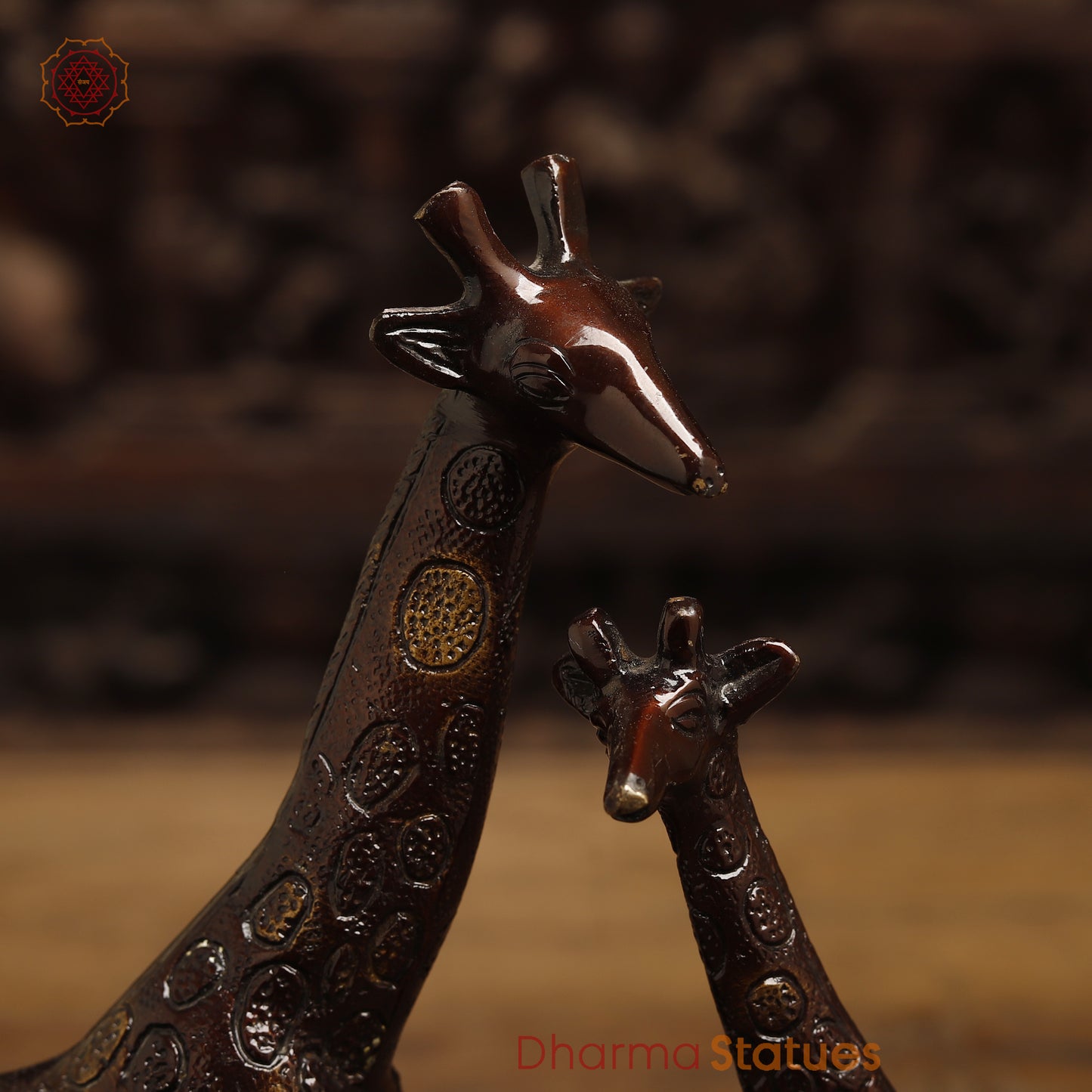 Brass Giraffe, Copper Color with Golden Finish, 9"