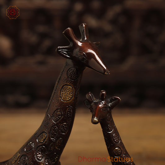 Brass Giraffe, Copper Color with Golden Finish, 9"