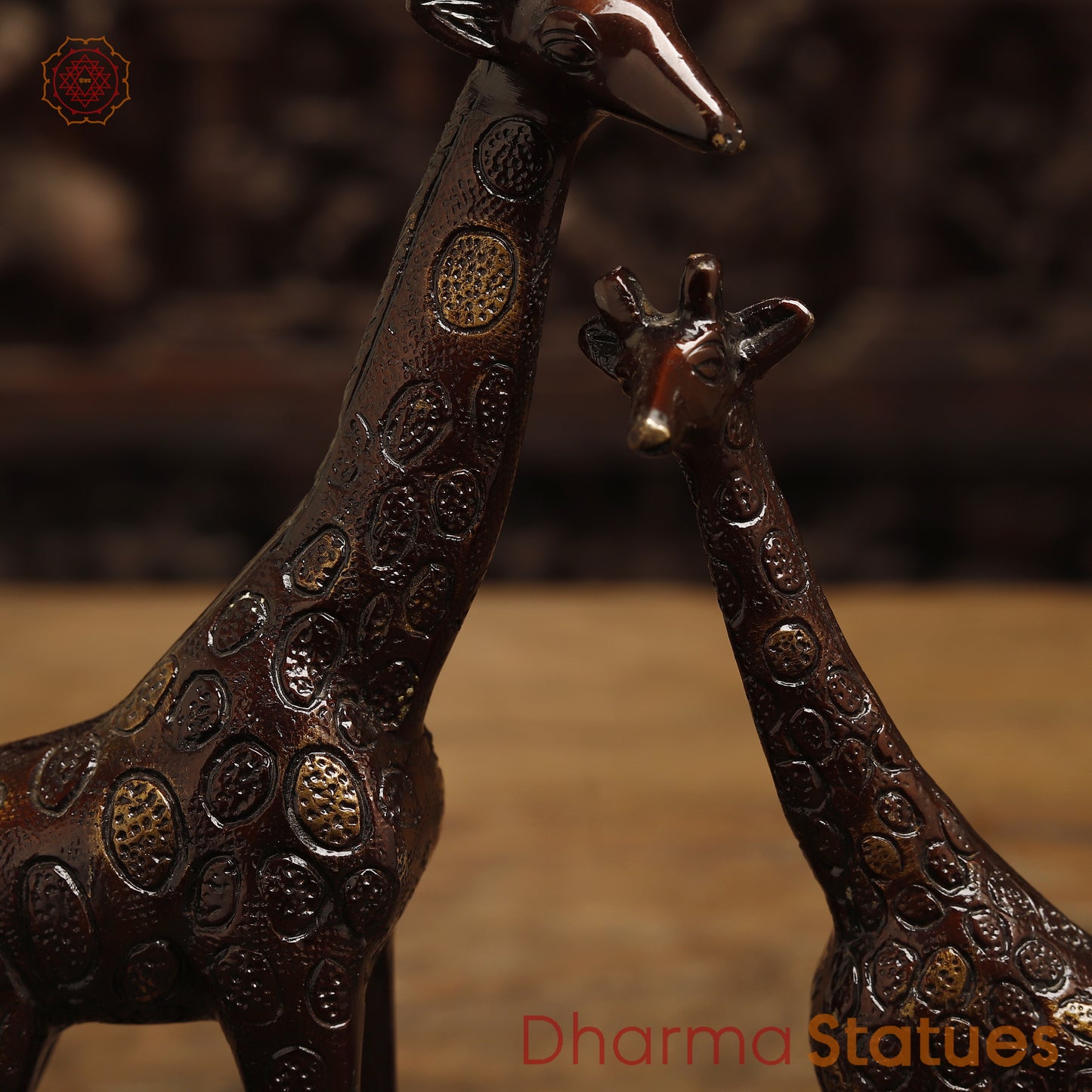 Brass Giraffe, Copper Color with Golden Finish, 9"