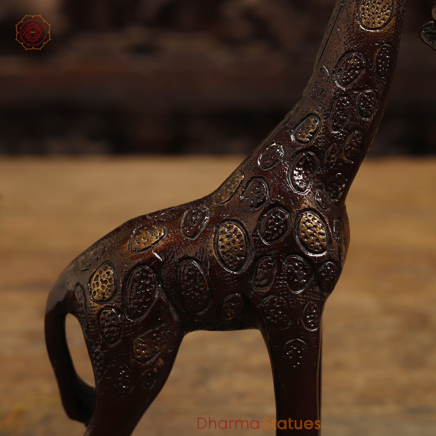 Brass Giraffe, Copper Color with Golden Finish, 9"