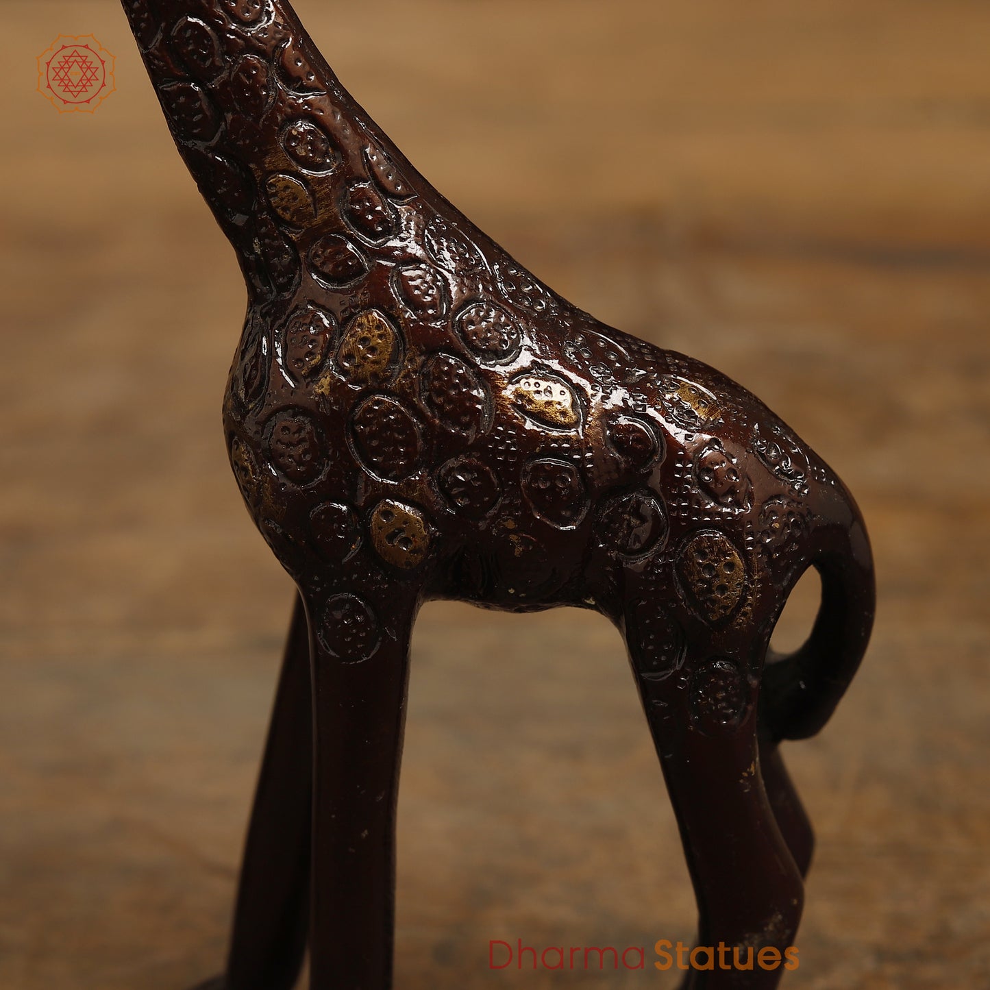 Brass Giraffe, Copper Color with Golden Finish, 9"