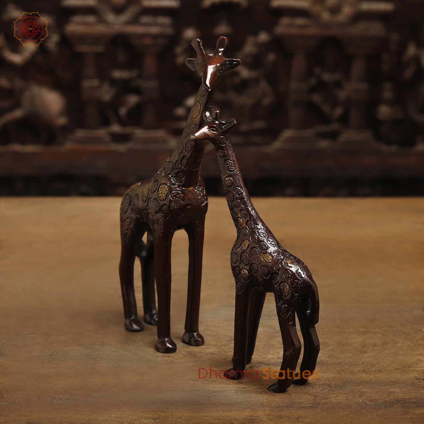 Brass Giraffe, Copper Color with Golden Finish, 9"