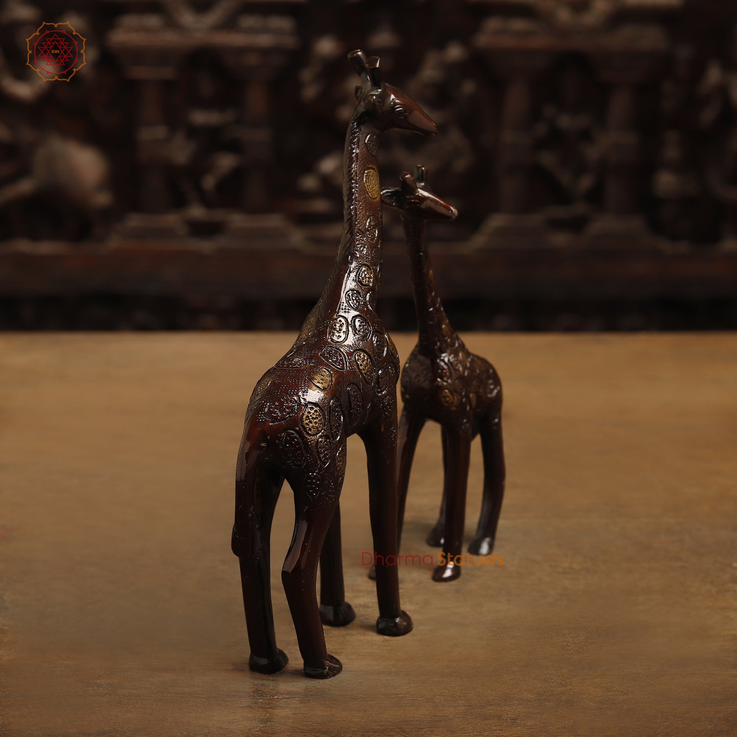 Brass Giraffe, Copper Color with Golden Finish, 9"