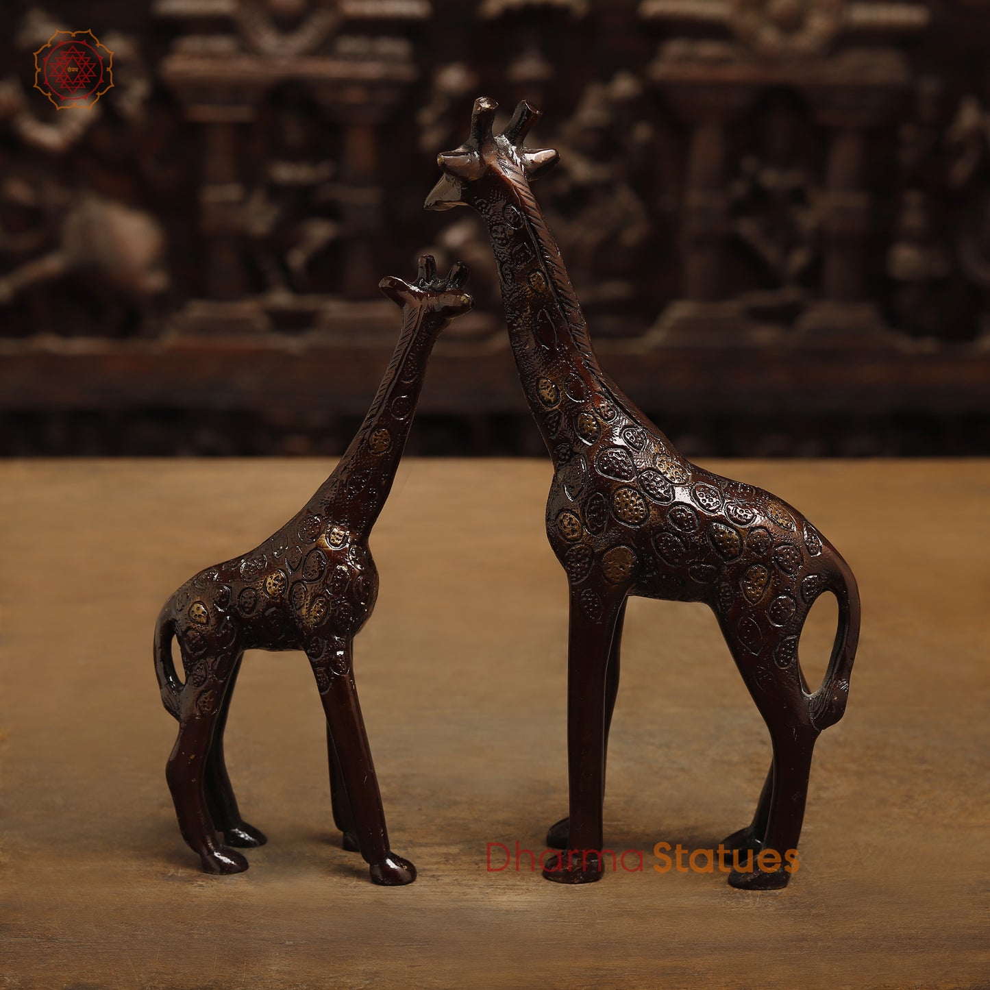 Brass Giraffe, Copper Color with Golden Finish, 9"