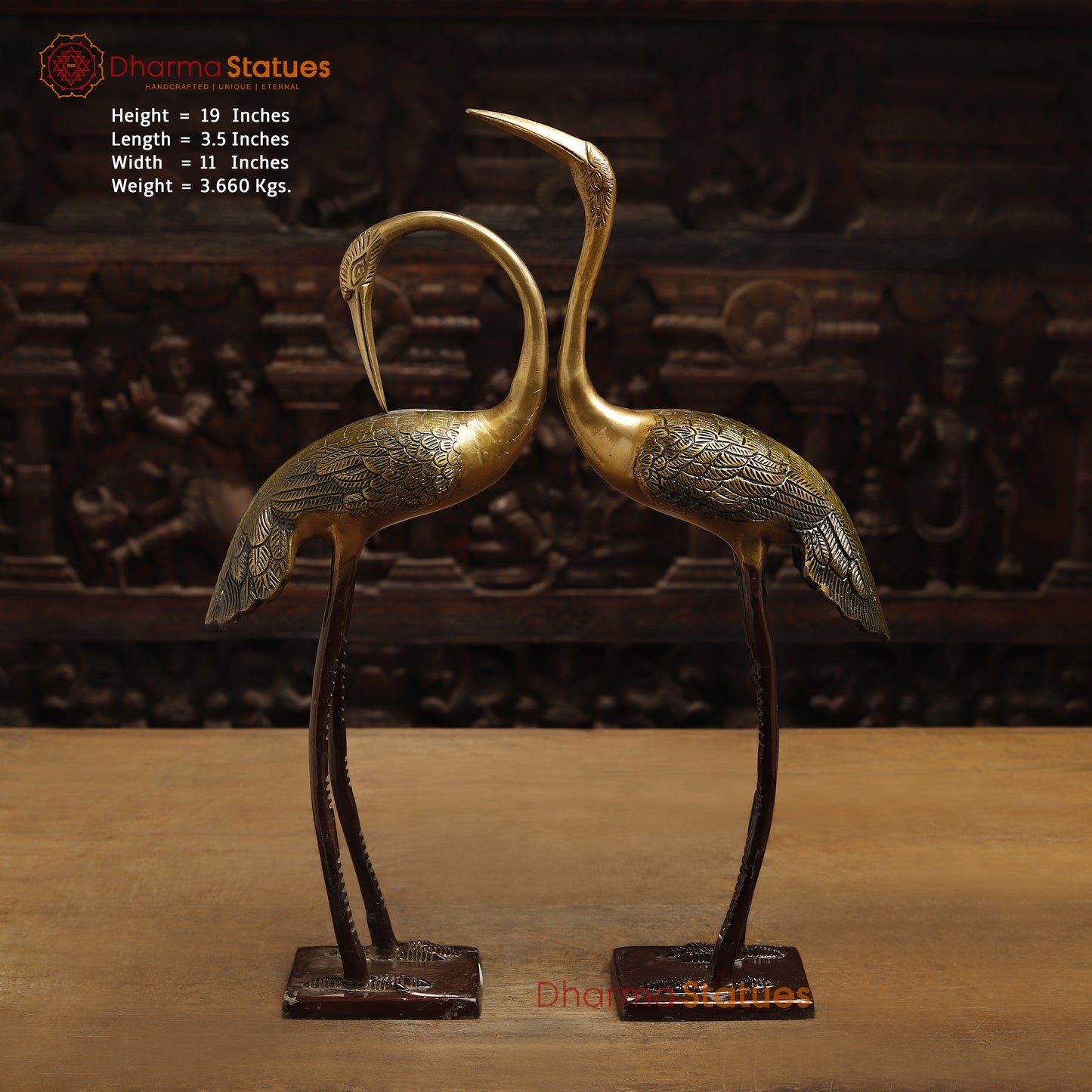 Brass Swan Pair, Golden & Copper Finish, 19"