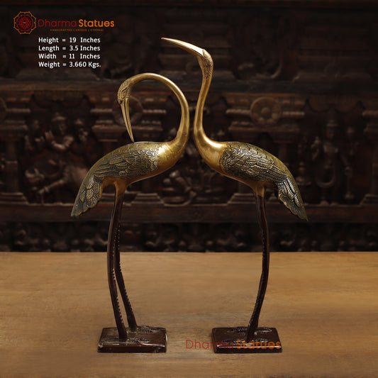 Brass Swan Pair, Golden & Copper Finish, 19"