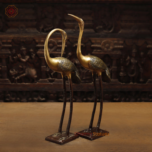 Brass Swan Pair, Golden & Copper Finish, 19"