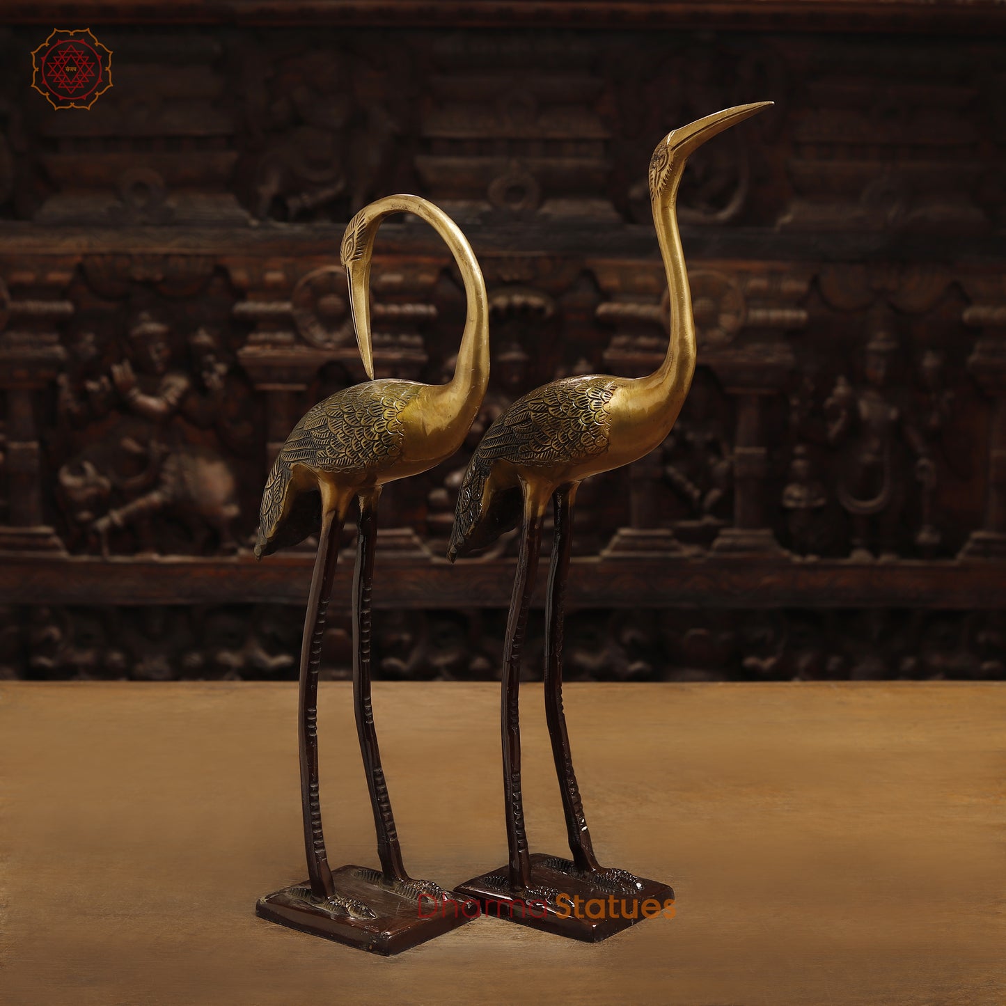 Brass Swan Pair, Golden & Copper Finish, 19"