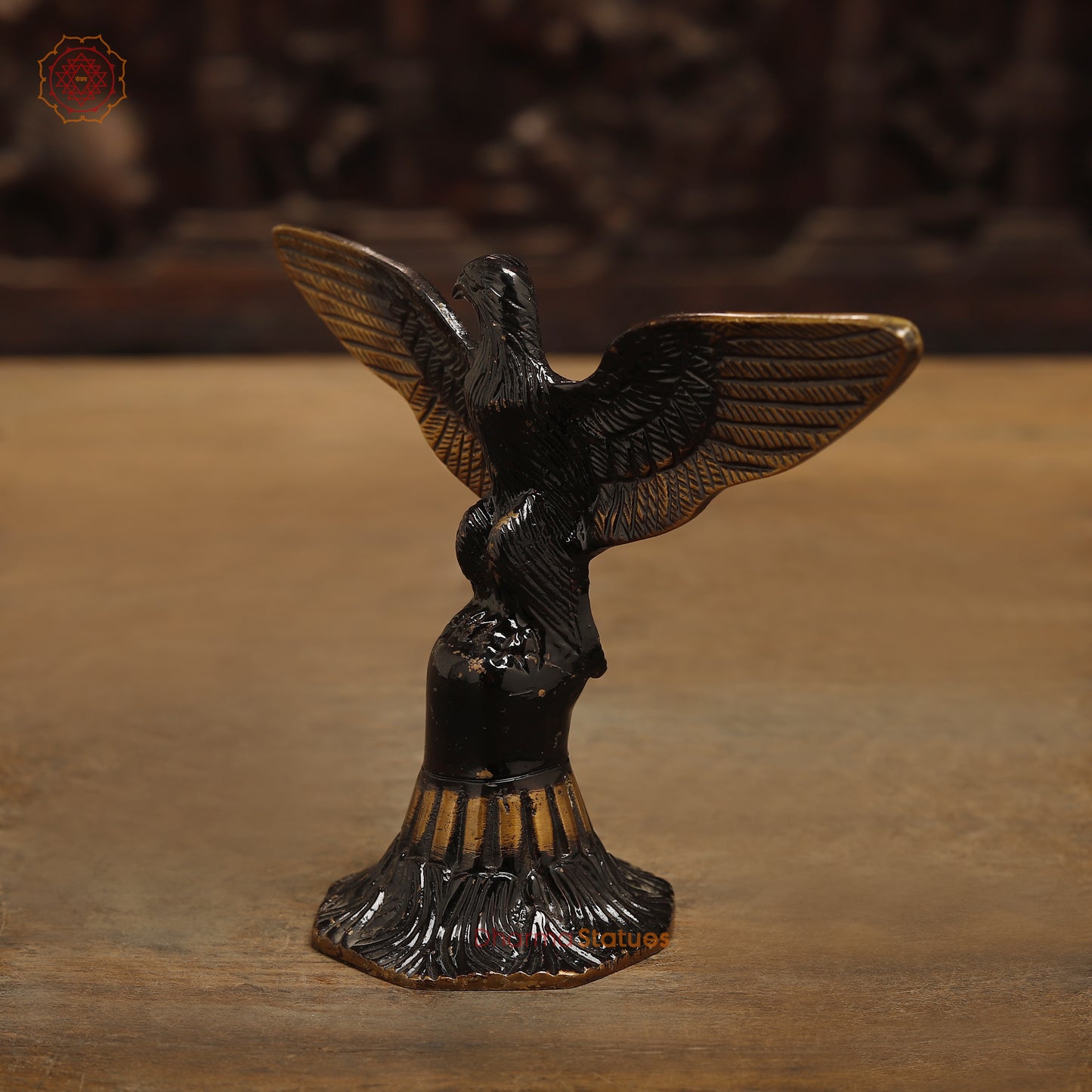 Brass Open Winged Eagle Showpiece, Copper & Golden Finish, 5"