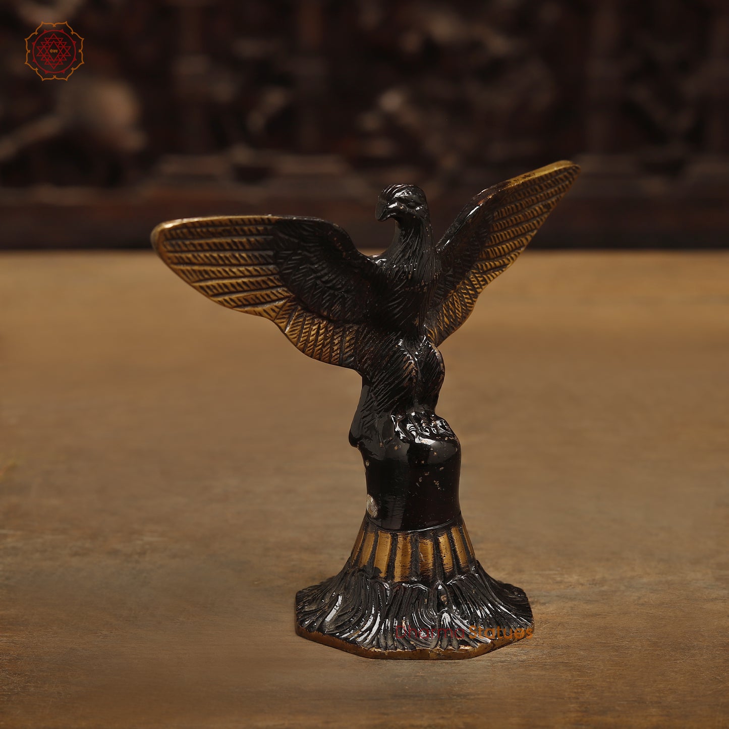 Brass Open Winged Eagle Showpiece, Copper & Golden Finish, 5"