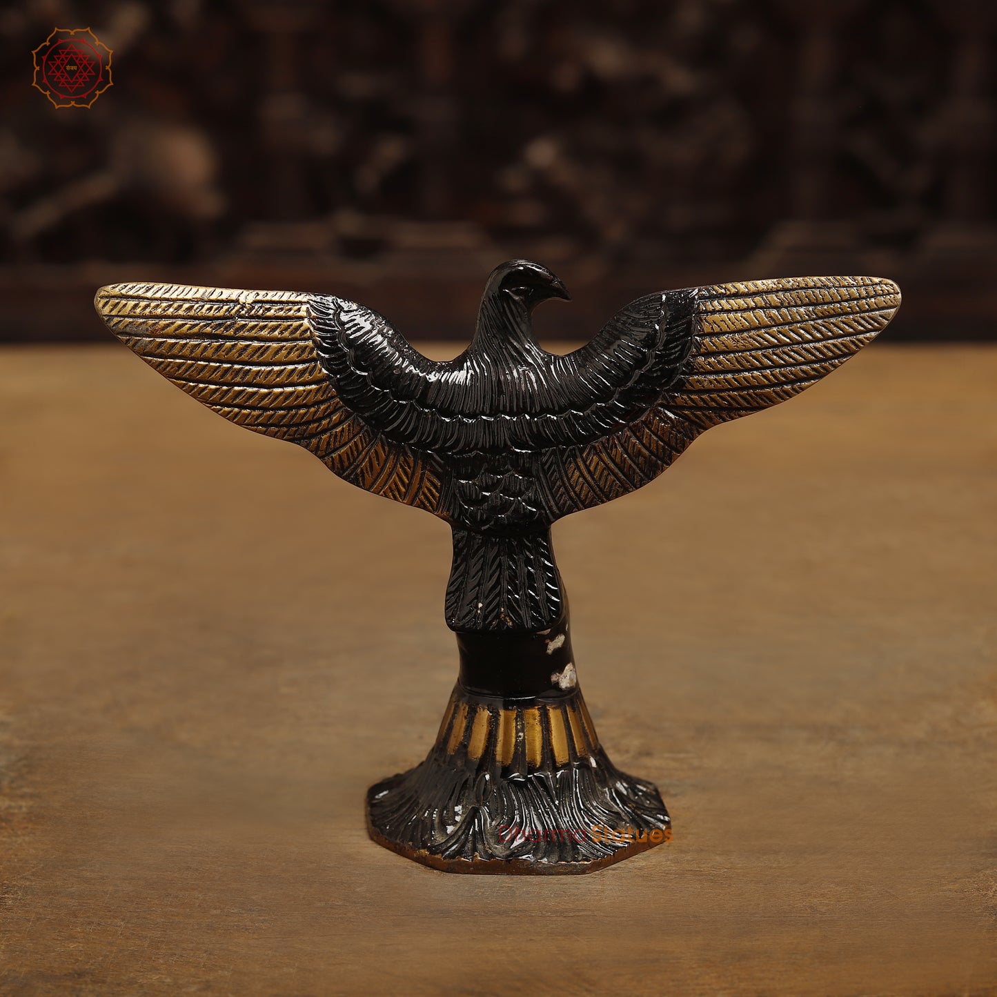Brass Open Winged Eagle Showpiece, Copper & Golden Finish, 5"