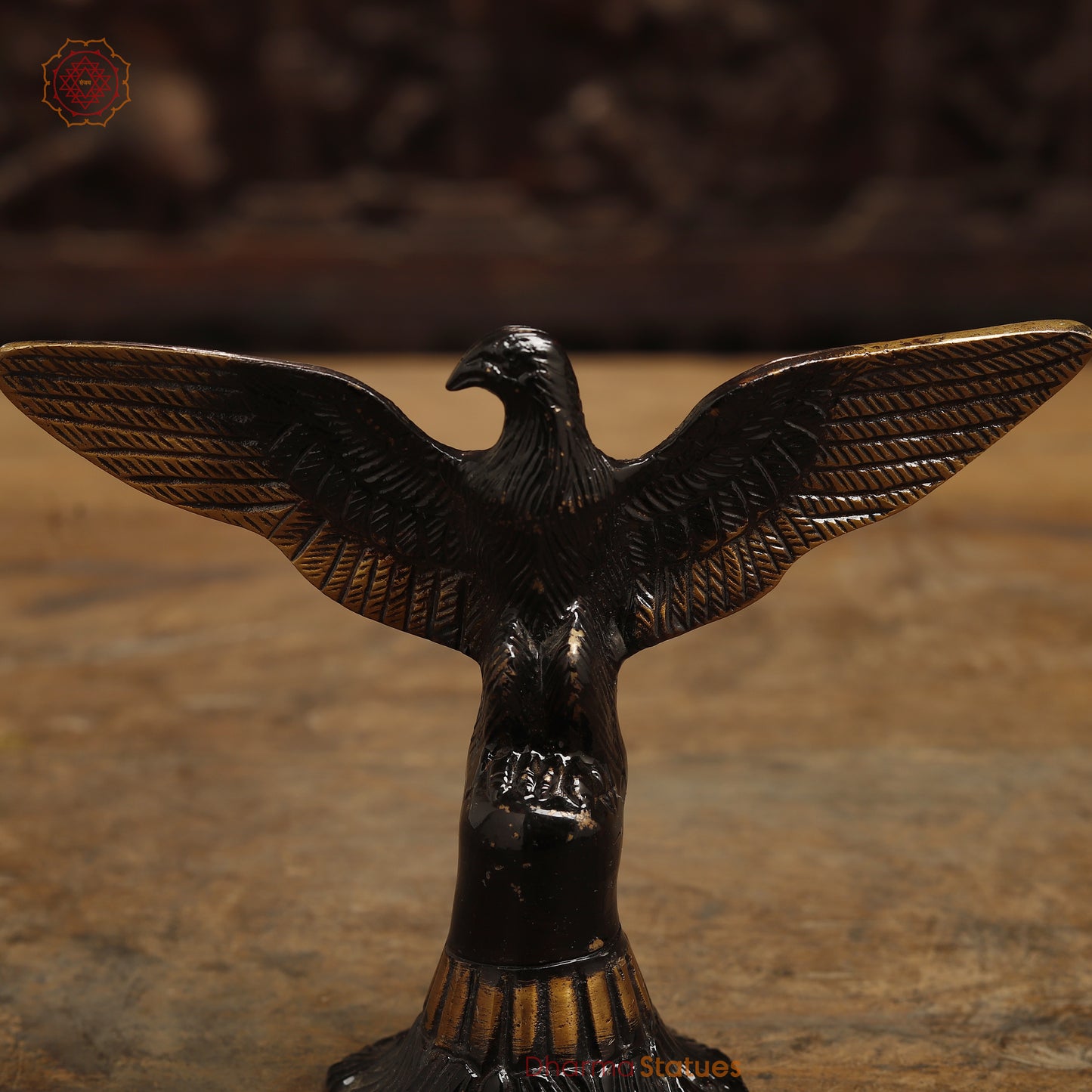 Brass Open Winged Eagle Showpiece, Copper & Golden Finish, 5"