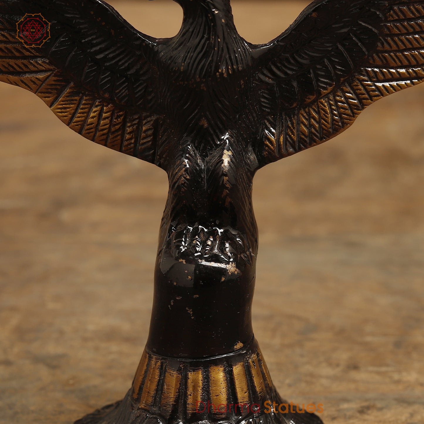 Brass Open Winged Eagle Showpiece, Copper & Golden Finish, 5"